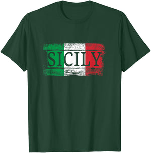 Italia Italian Flag I Vintage Sicily Italy T-Shirt - T-Shirt | Forest