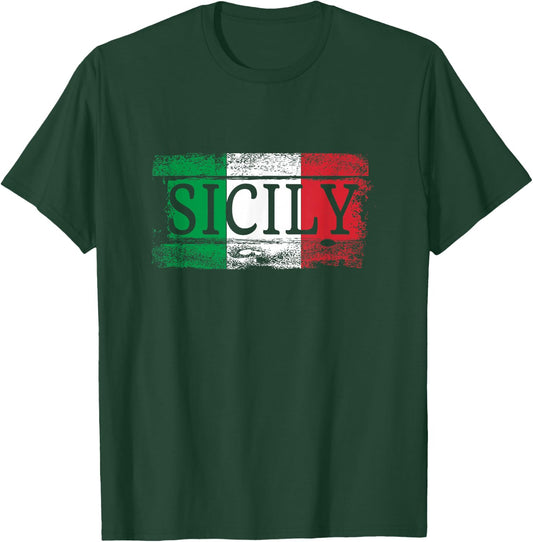 Italia Italian Flag I Vintage Sicily Italy T-Shirt - T-Shirt | Forest