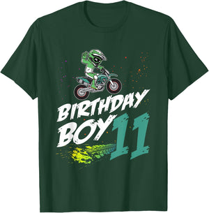 11th Birthday Boy 11 Years Old Dirt Bike Motocross Rider T-Shirt - T-Shirt | Forest