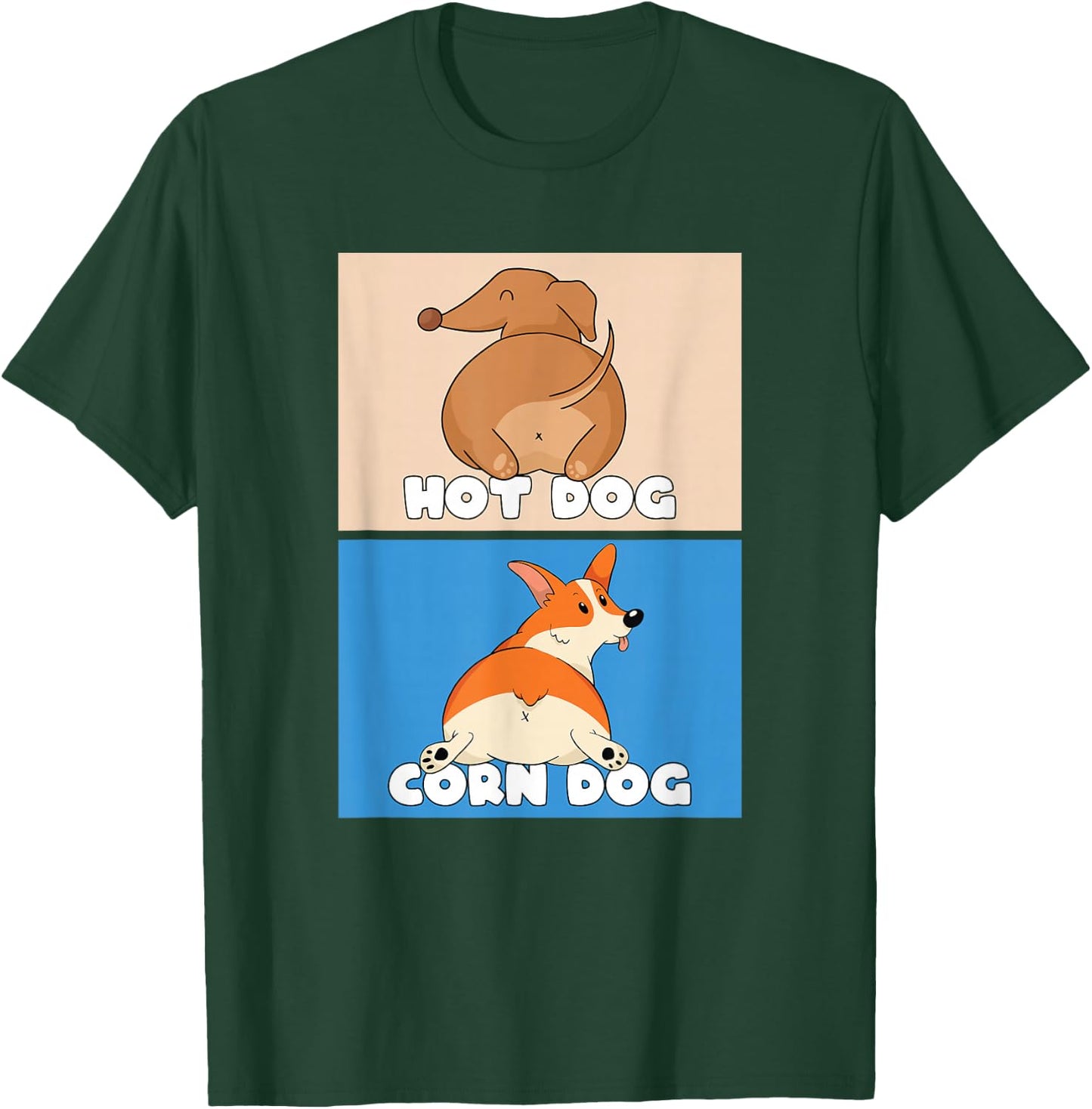 Pembroke Welsh Corgi Corn Dog And Hot Dog Wiener Dachshund Men Women T-Shirt - T-Shirt | Forest
