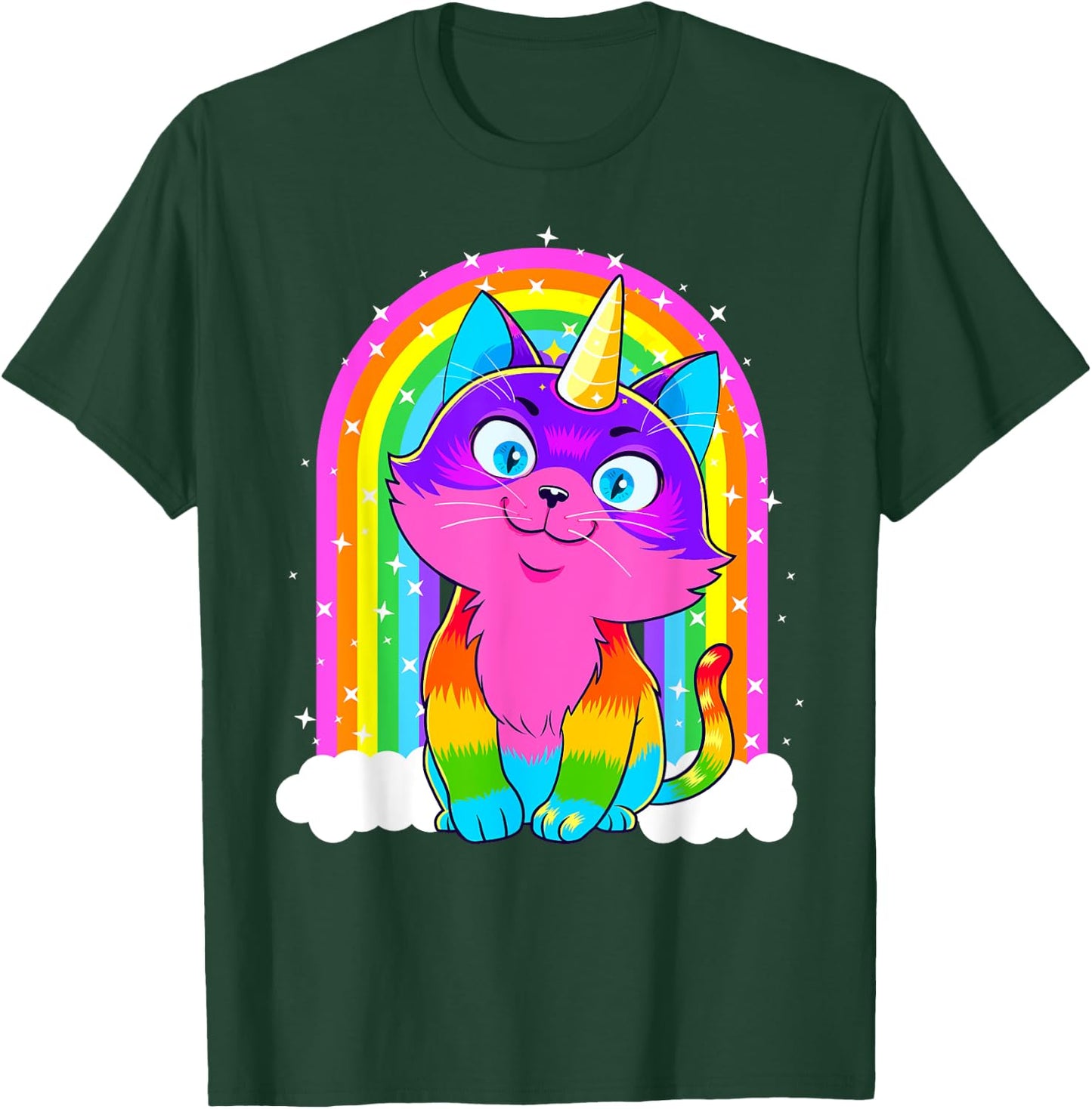 Caticorn Unicorn Cat Rainbow Kittycorn Kitty Gift Girl Women T-Shirt - T-Shirt | Forest