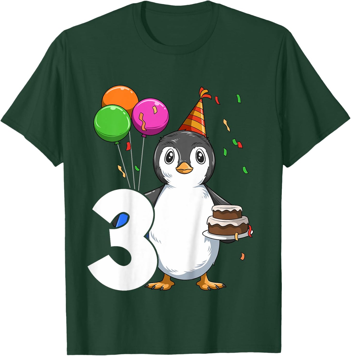 Penguin Birthday 3 Penguin 3rd Birthday Outfit Penguin Party T-Shirt - T-Shirt | Forest