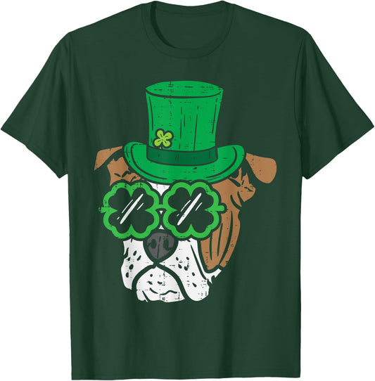 Leprechaun English Bulldog Shamrock St Patricks Day Dog Gift T-Shirt - T-Shirt | Forest