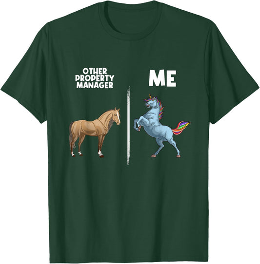 Funny Property Manager Gift Unicorn Real Estate Management T-Shirt - T-Shirt | Forest