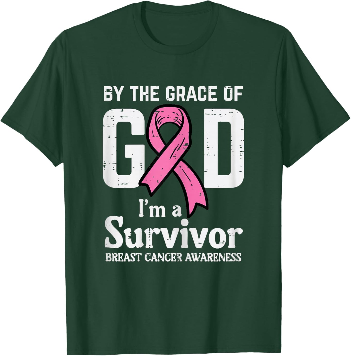 Grace Of God Breast Cancer Survivor Aware Christian Women T-Shirt - T-Shirt | Forest