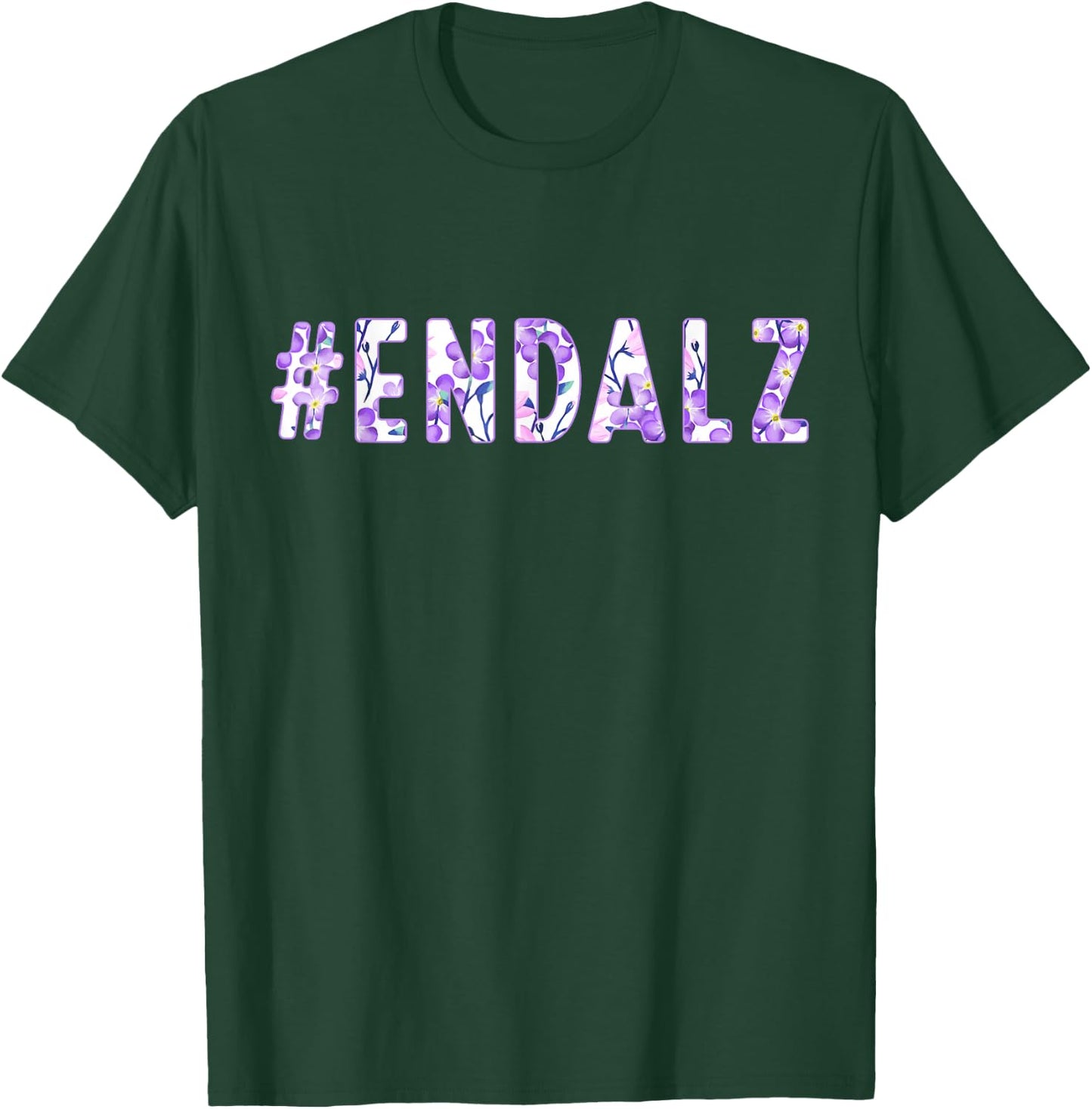 End ALZ Alzheimer's Awareness Purple Butterfly Flower Floral T-Shirt - T-Shirt | Forest