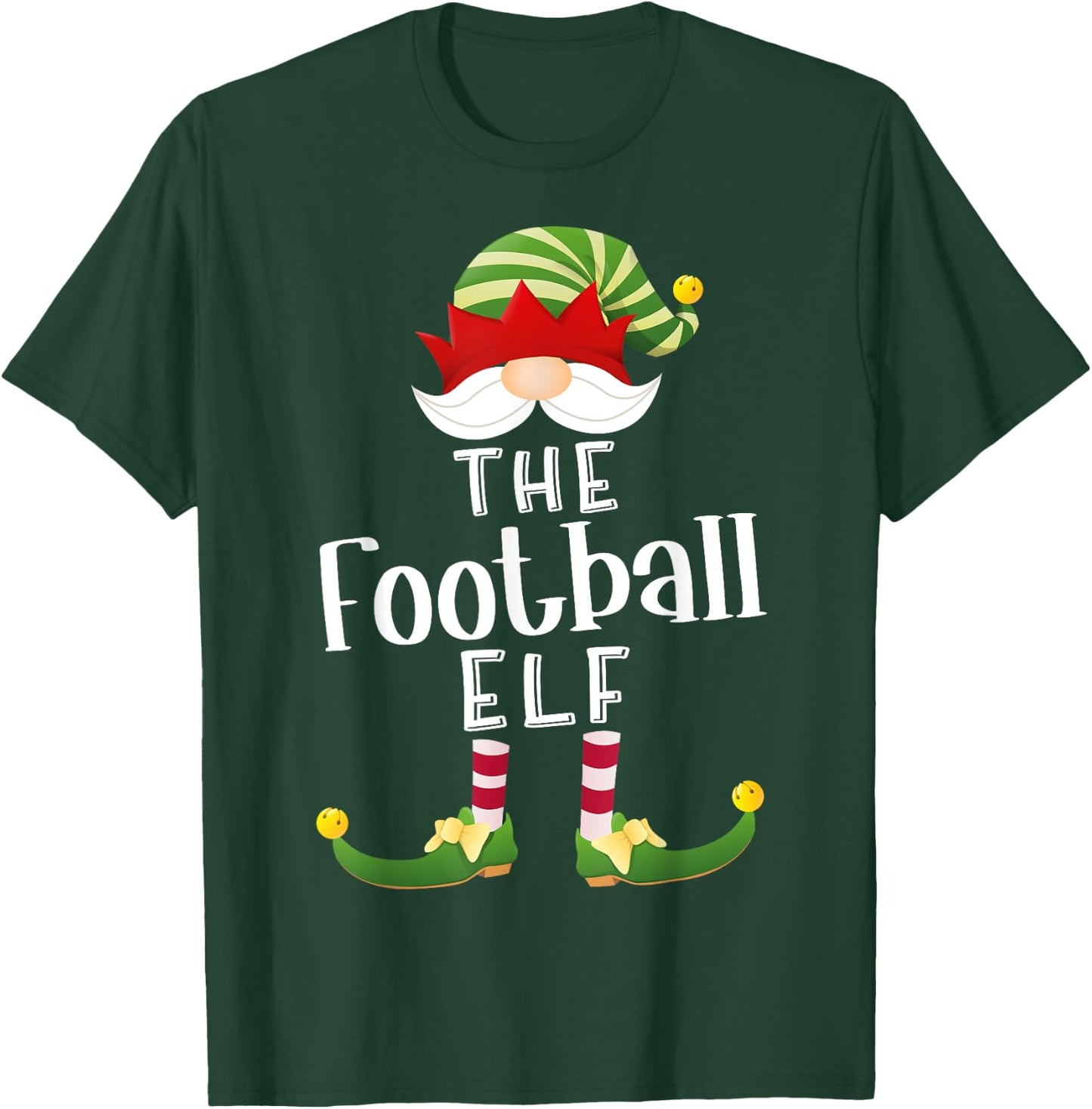 Football Elf Group Christmas Funny Pajama Party T-Shirt - T-Shirt | Forest