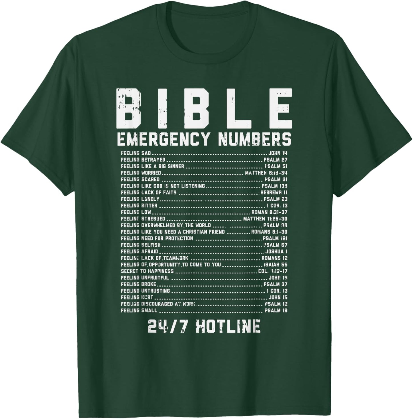 Bible Emergency Numbers Verse God Jesus Faith Christian Gift T-Shirt - T-Shirt | Forest