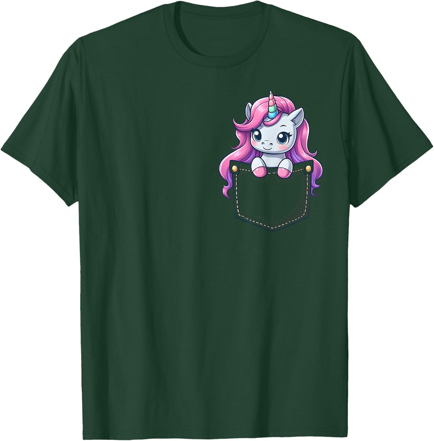 Majestic Unicorn in Pocket for Kids, Boys, Girls, Women T-Shirt - T-Shirt | Forest