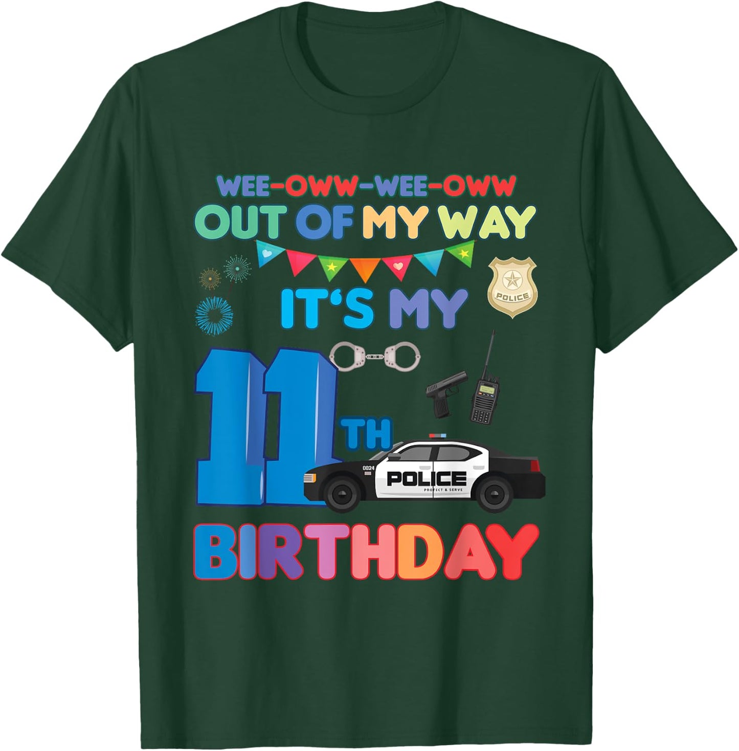 Out of my way it's my 11th birthday Police kids boy T-Shirt - T-Shirt | Forest