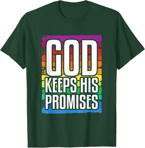God Keeps His Promises Rainbow Lovely Christian Christianity T-Shirt - T-Shirt | Forest