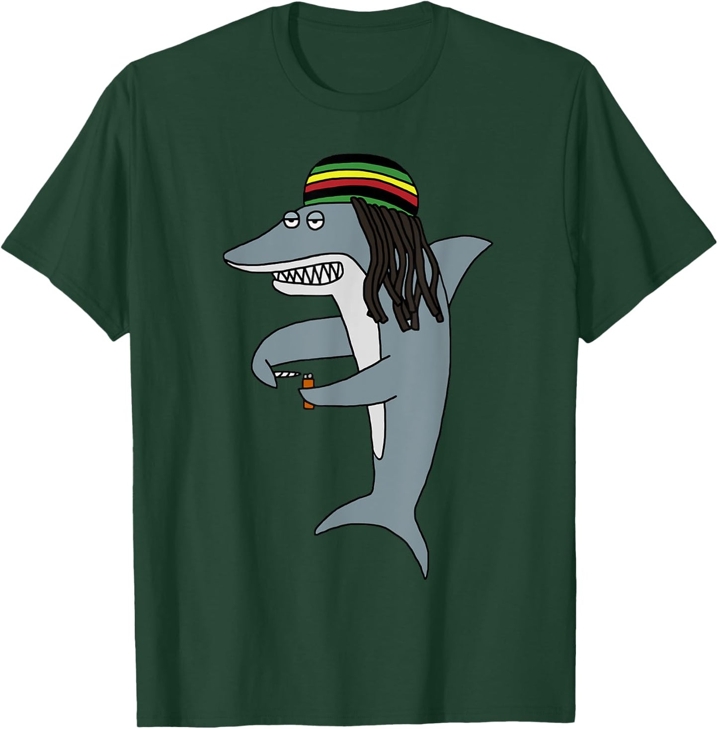 Reggae Shark Funny Dreadlock Rasta T-Shirt - T-Shirt | Forest