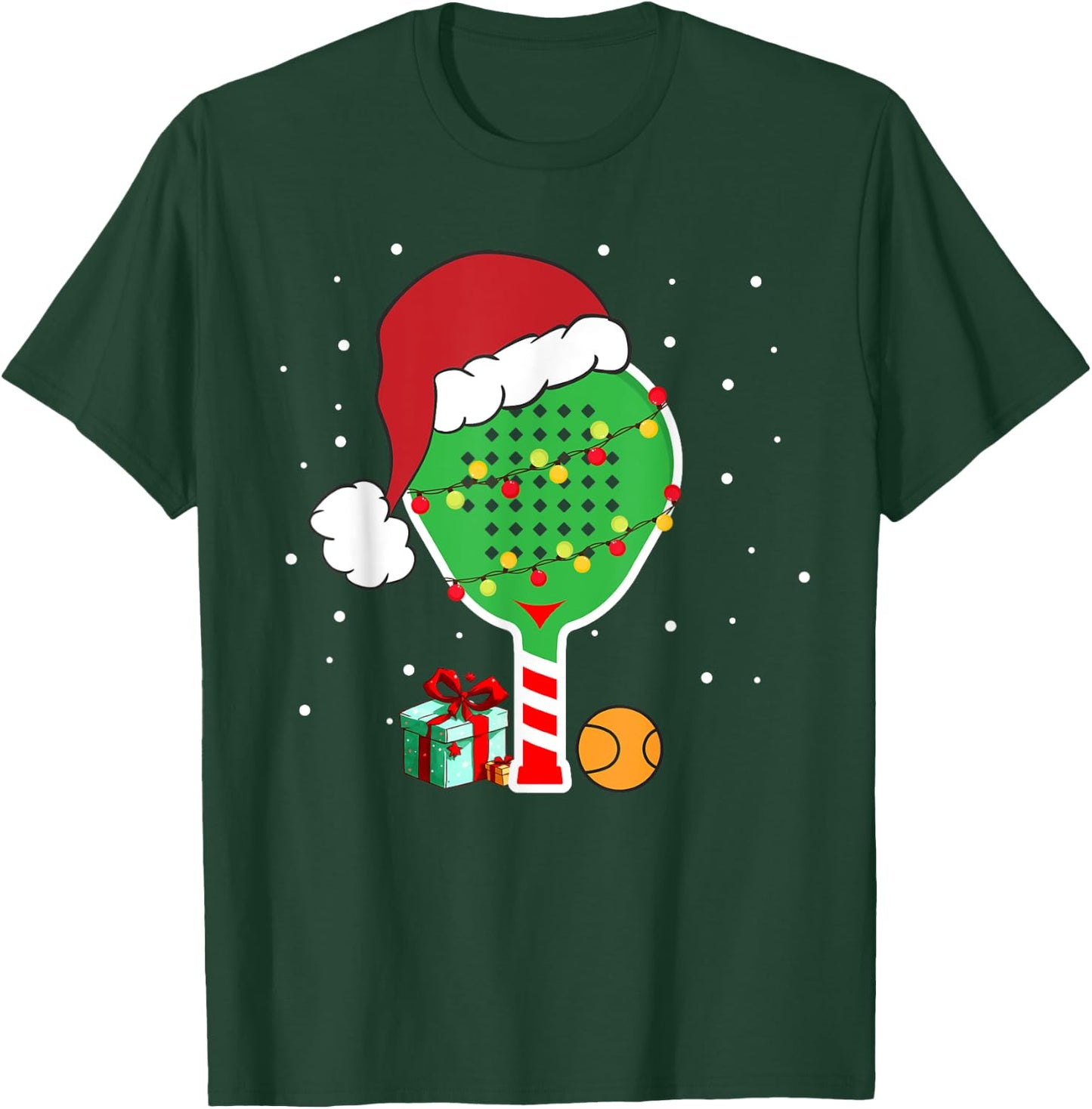 Padel Paddle Tennis Racquet Ball Christmas Santa Hat Funny T-Shirt - T-Shirt | Forest