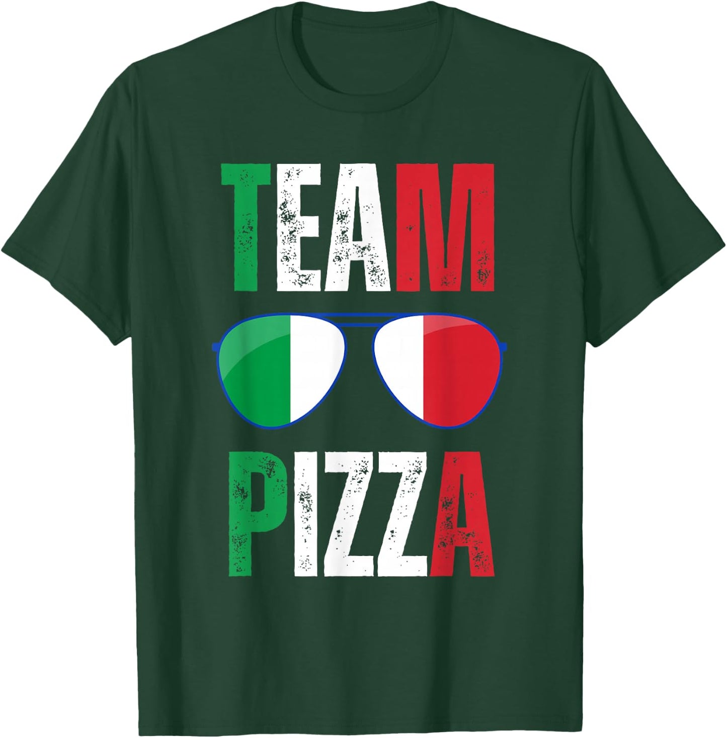 Funny Team Pizza Italian Saying Italy Flag Sunglasses T-Shirt - T-Shirt | Forest