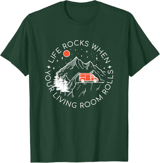 Life Rocks When Your Living Room Rolls - Funny Camper Van T-Shirt - T-Shirt | Forest