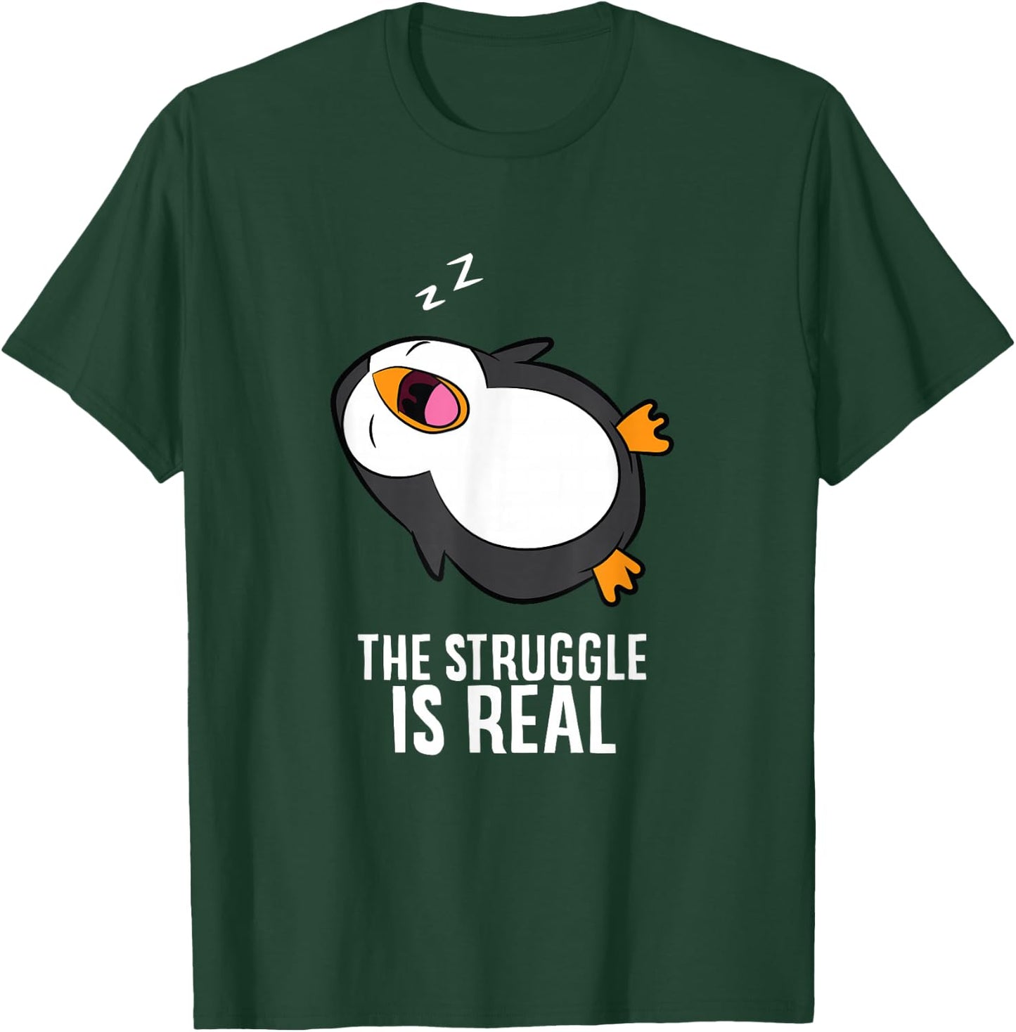 Tired Penguin Pyjama Lazy Penguin The Struggle Is Real T-Shirt - T-Shirt | Forest