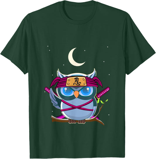 Ninja Owl Cute Japanese Anime Easy Halloween Costume T-Shirt - T-Shirt | Forest