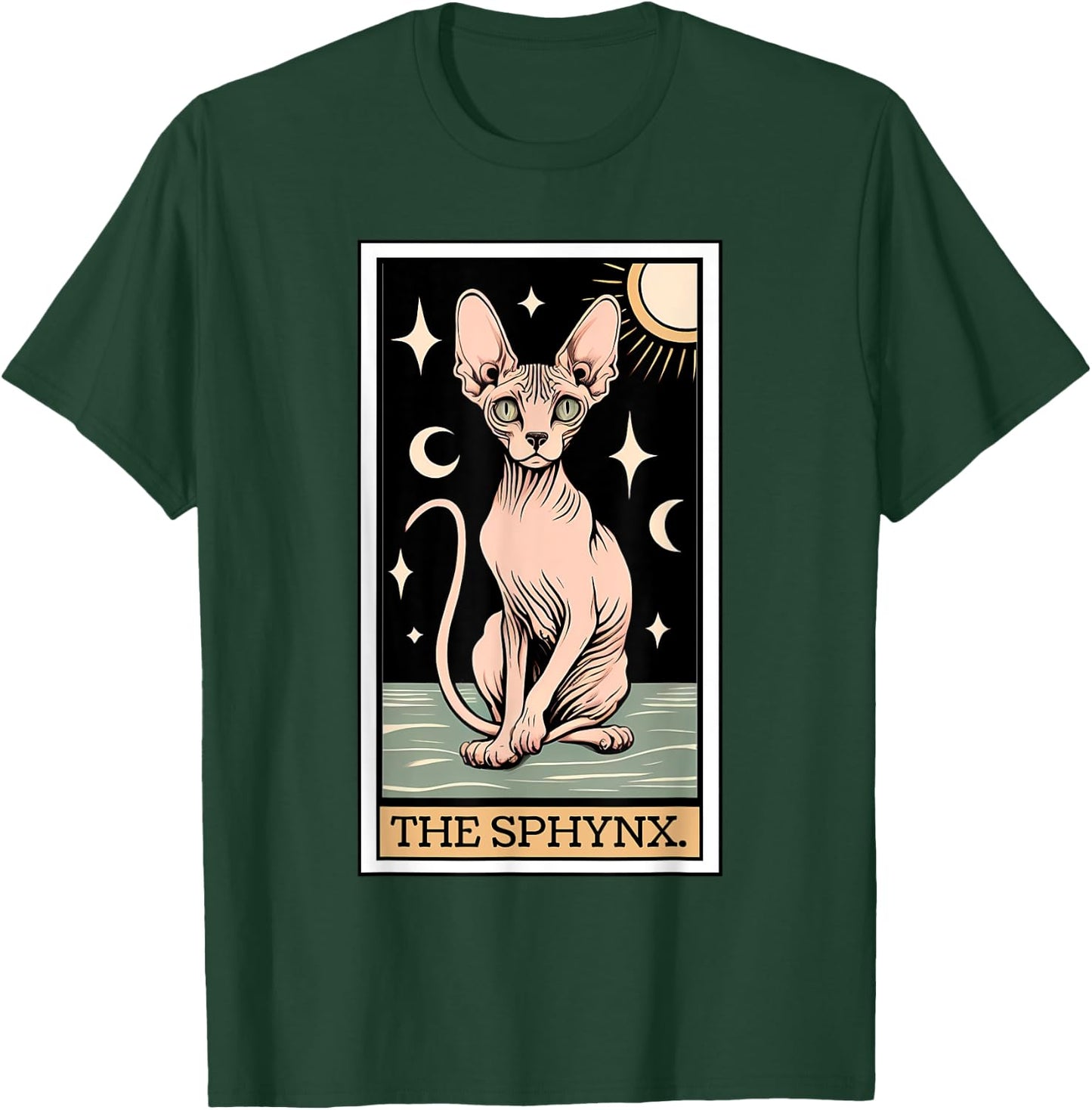 Sphynx Cat Tarot Card Hairless Cat Mom Cat Dad Women's Men's , Small, Black T-Shirt - T-Shirt | Forest