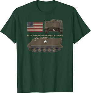 M113 Armored Personnel Carrier Patriotic American Flag Women Kids Men T-Shirt - T-Shirt | Forest