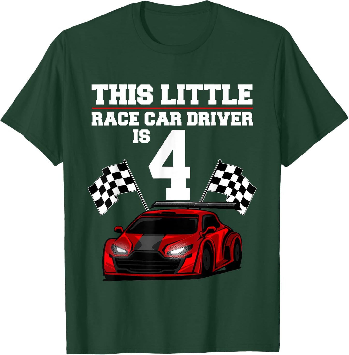 Funny 4th Birthday Gift Boys 4 Years Old Race Car Drivers T-Shirt - T-Shirt | Forest