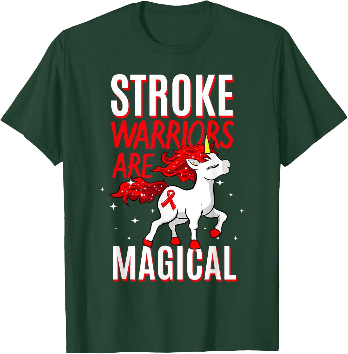 Stroke Warrior Transient Ischemic Attack Red Ribbon Obesity T-Shirt - T-Shirt | Forest