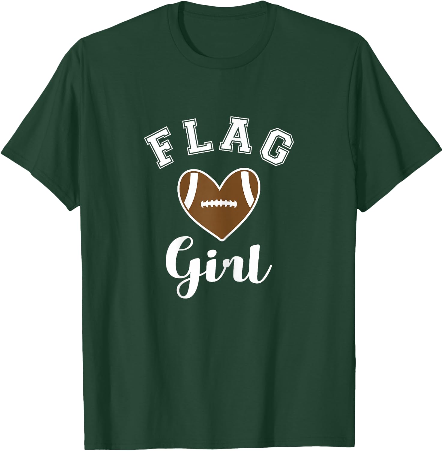 Flag Football Flag Girl Heart T-Shirt - T-Shirt | Forest