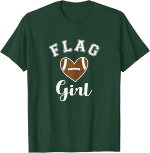 Flag Football Flag Girl Heart T-Shirt - T-Shirt | Forest