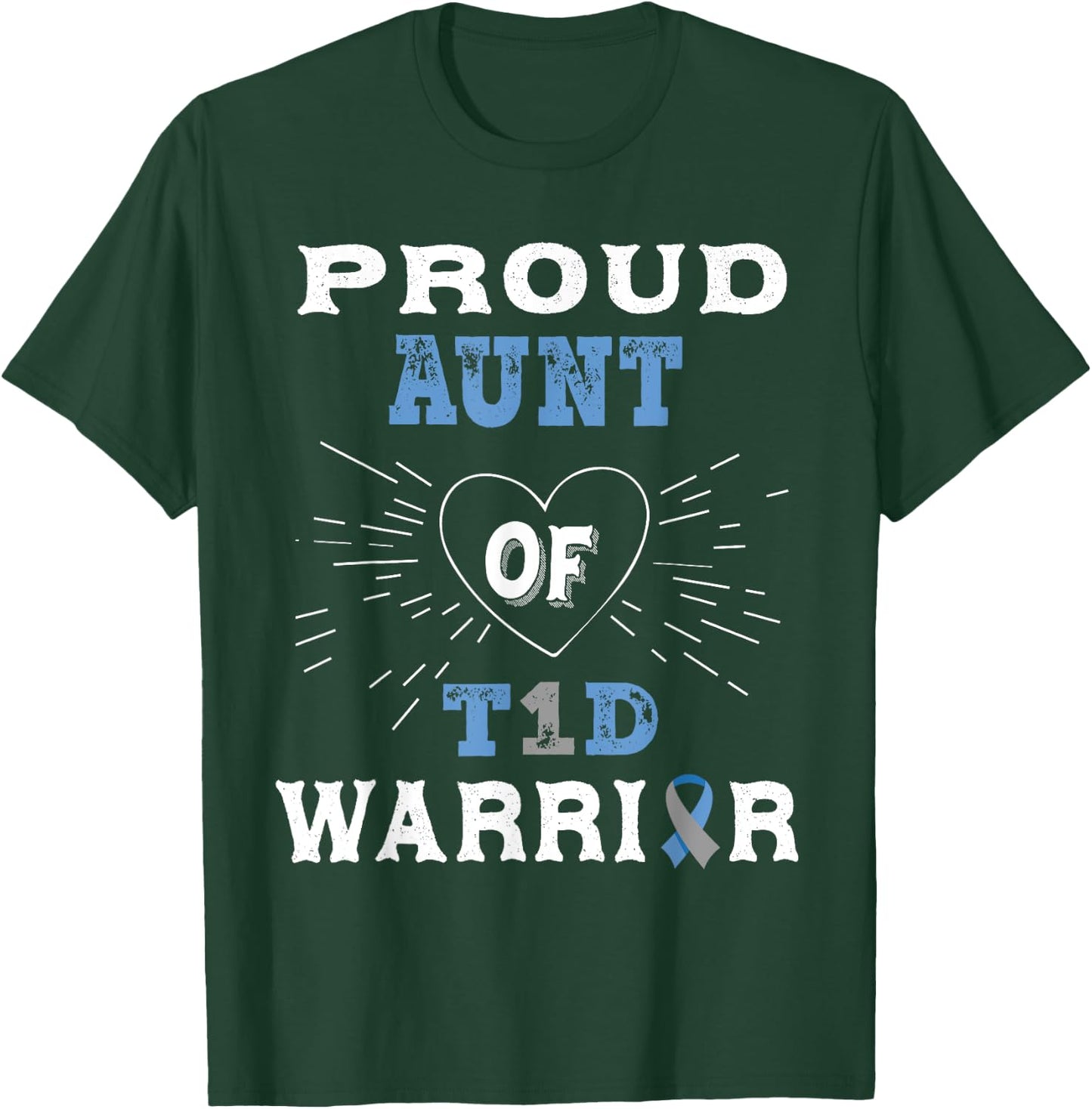T1D Proud Aunt Diabetes Awareness Type 1 Insulin Pancreas T-Shirt - T-Shirt | Forest