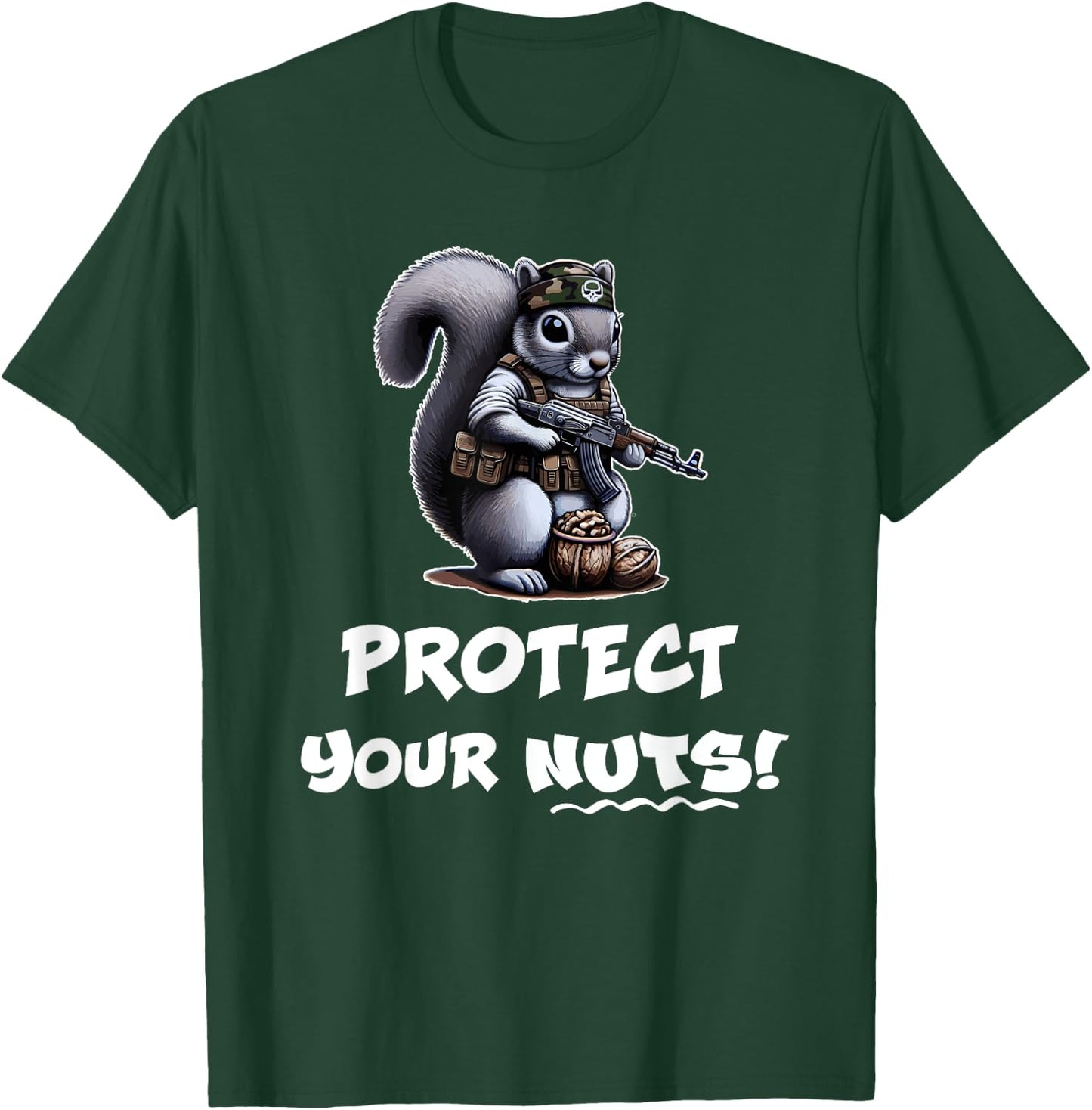 Nate's SOF- 's Funny Protect Your Nuts Tactical Squirrel , Small, Black T-Shirt - T-Shirt | Forest