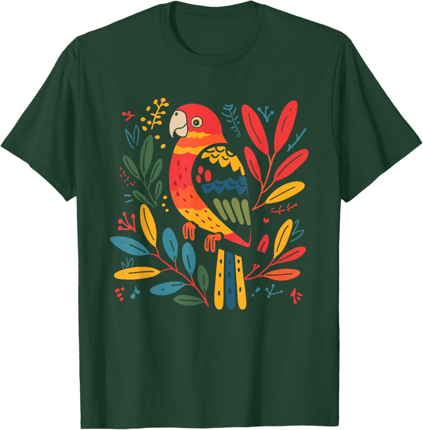 Parrot Folk Art T-Shirt - T-Shirt | Forest