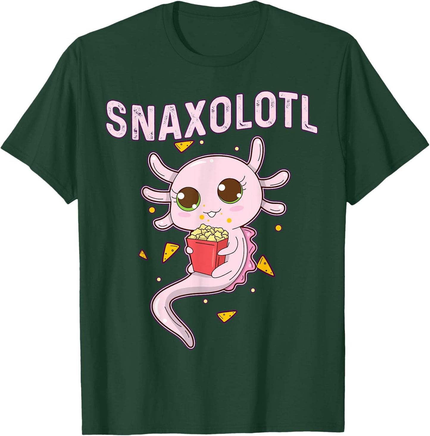 Cute Snaxolotl - Kawaii Axolotl Eating Chips Snacks Kids T-Shirt - T-Shirt | Forest