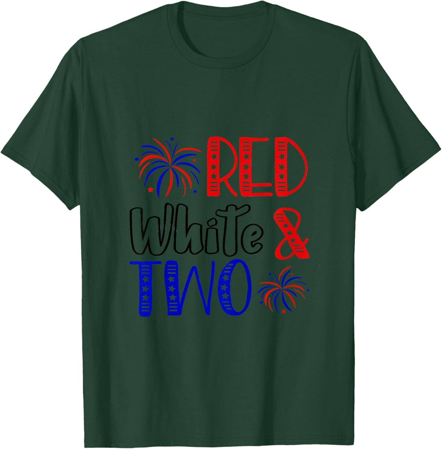 Kids Red White & Two 2nd Birthday 4th Of July Independence Day T-Shirt - T-Shirt | Forest