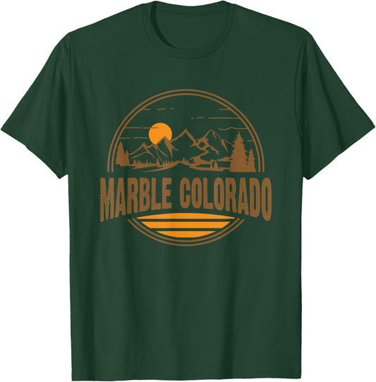 Vintage Marble, Colorado Mountain Hiking Souvenir Print T-Shirt - T-Shirt | Forest