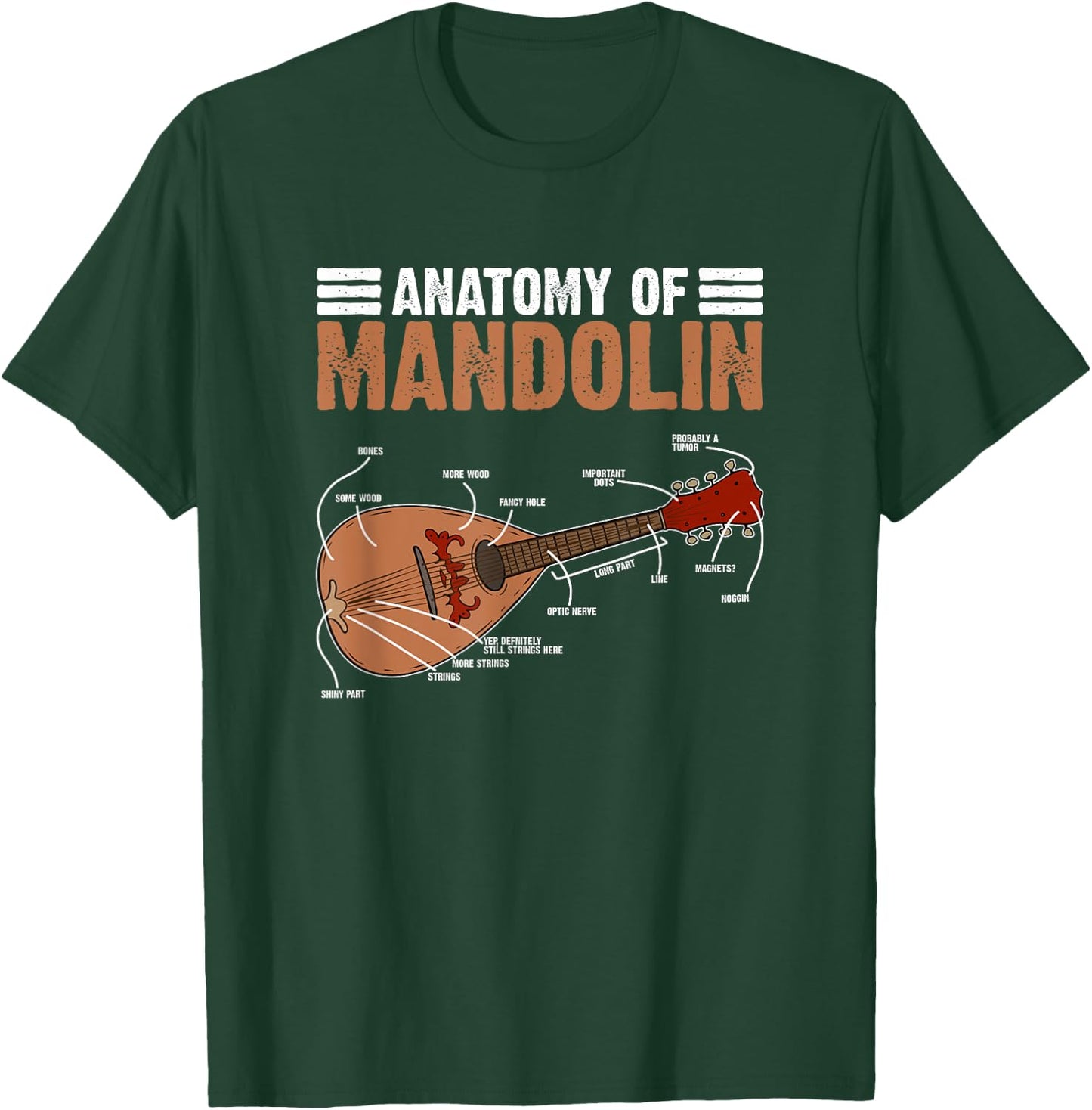 Mandolinist Country Music Bluegrass Anatomy Of Mandolin T-Shirt - T-Shirt | Forest
