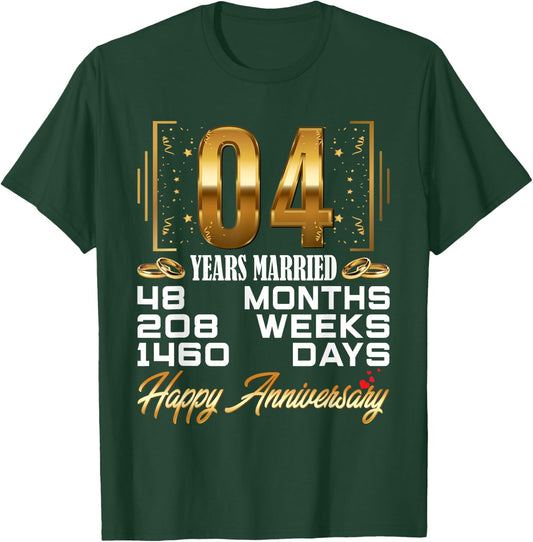 4 Years Married - Funny 4th Wedding Anniversary T-Shirt - T-Shirt | Forest