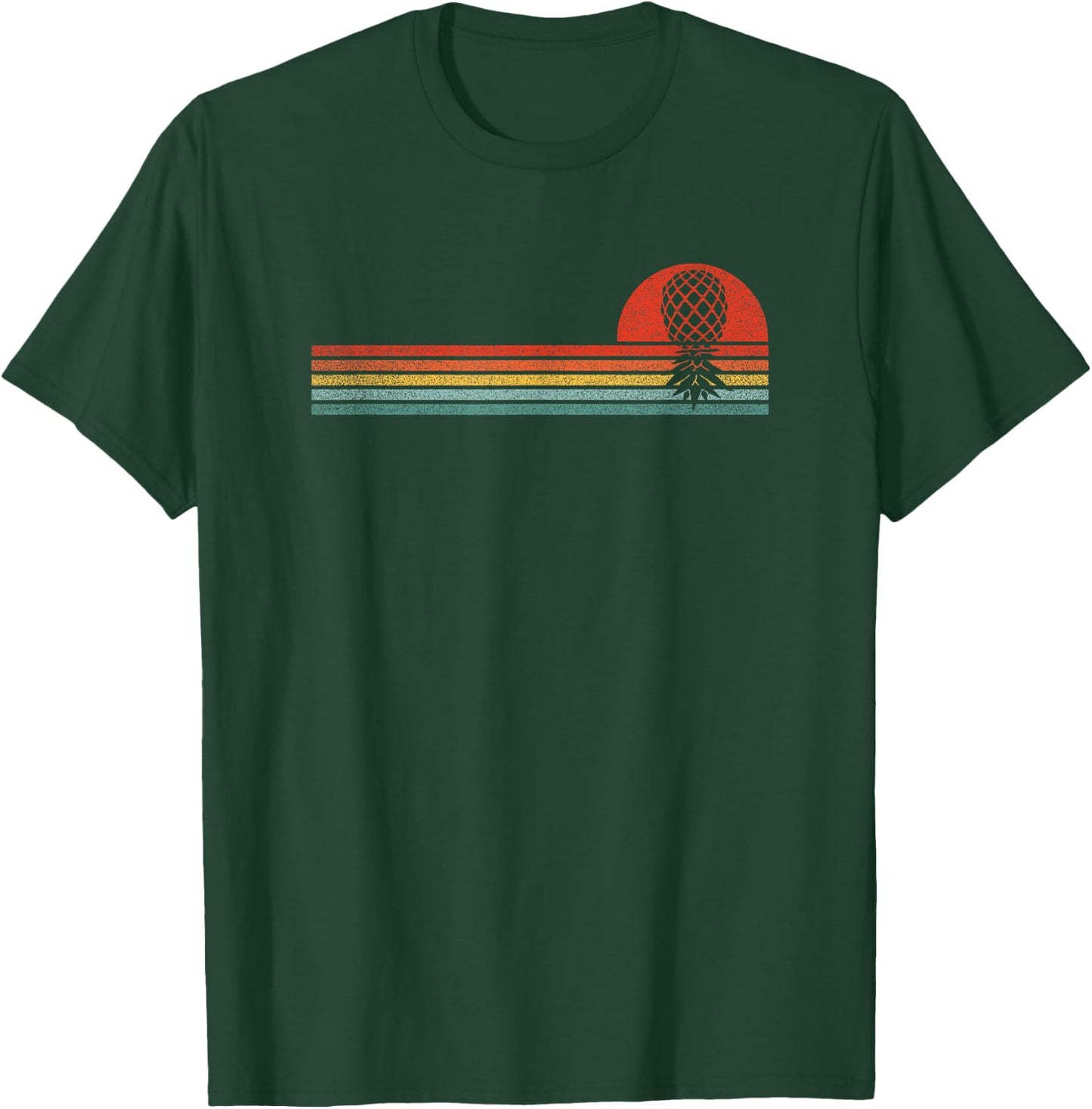 Vintage Swinger Upside Down Pineapple Retro Sunset Horizon T-Shirt - T-Shirt | Forest