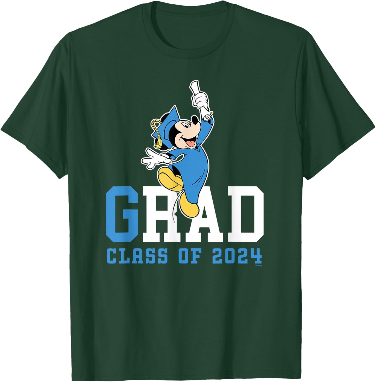 Disney Mickey Mouse 2024 Graduation Class of '24 Wheel Grad T-Shirt - T-Shirt | Forest