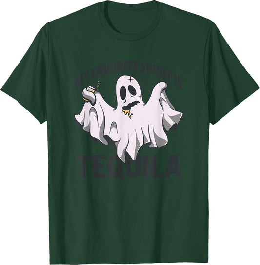 My Favorite Spirit Is Tequila Funny Halloween Tequila Ghost T-Shirt - T-Shirt | Forest