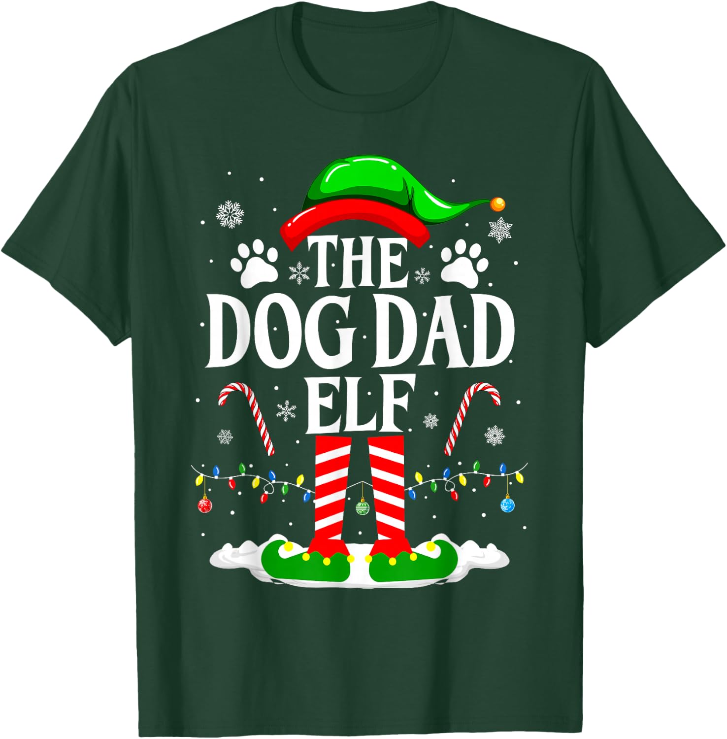 The Dog Dad Elf Xmas Funny Dogs lover Christmas Dog Dad T-Shirt - T-Shirt | Forest