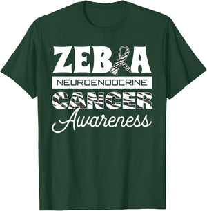 Zebra Neuroendocrine Cancer Awareness Ribbon Carcinoma Tumor T-Shirt - T-Shirt | Forest