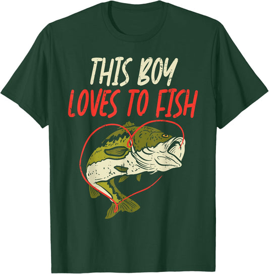 This Boy Loves To Fish Bass Fishing Family Matching Men Gift T-Shirt - T-Shirt | Forest