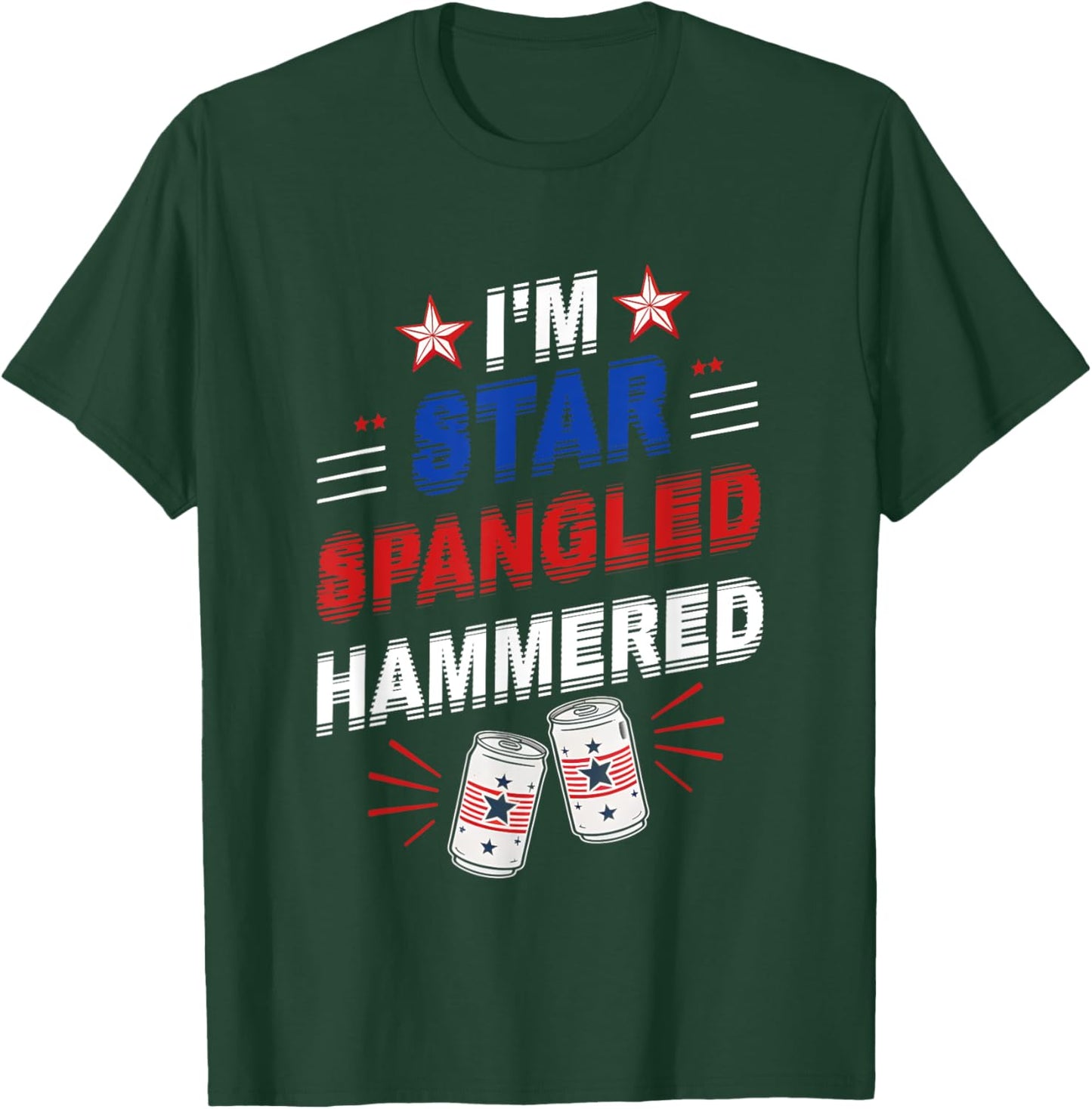 Beer Drinking Drinker Alcohol Funny 4th of July Hammered Women Men T-Shirt - T-Shirt | Forest