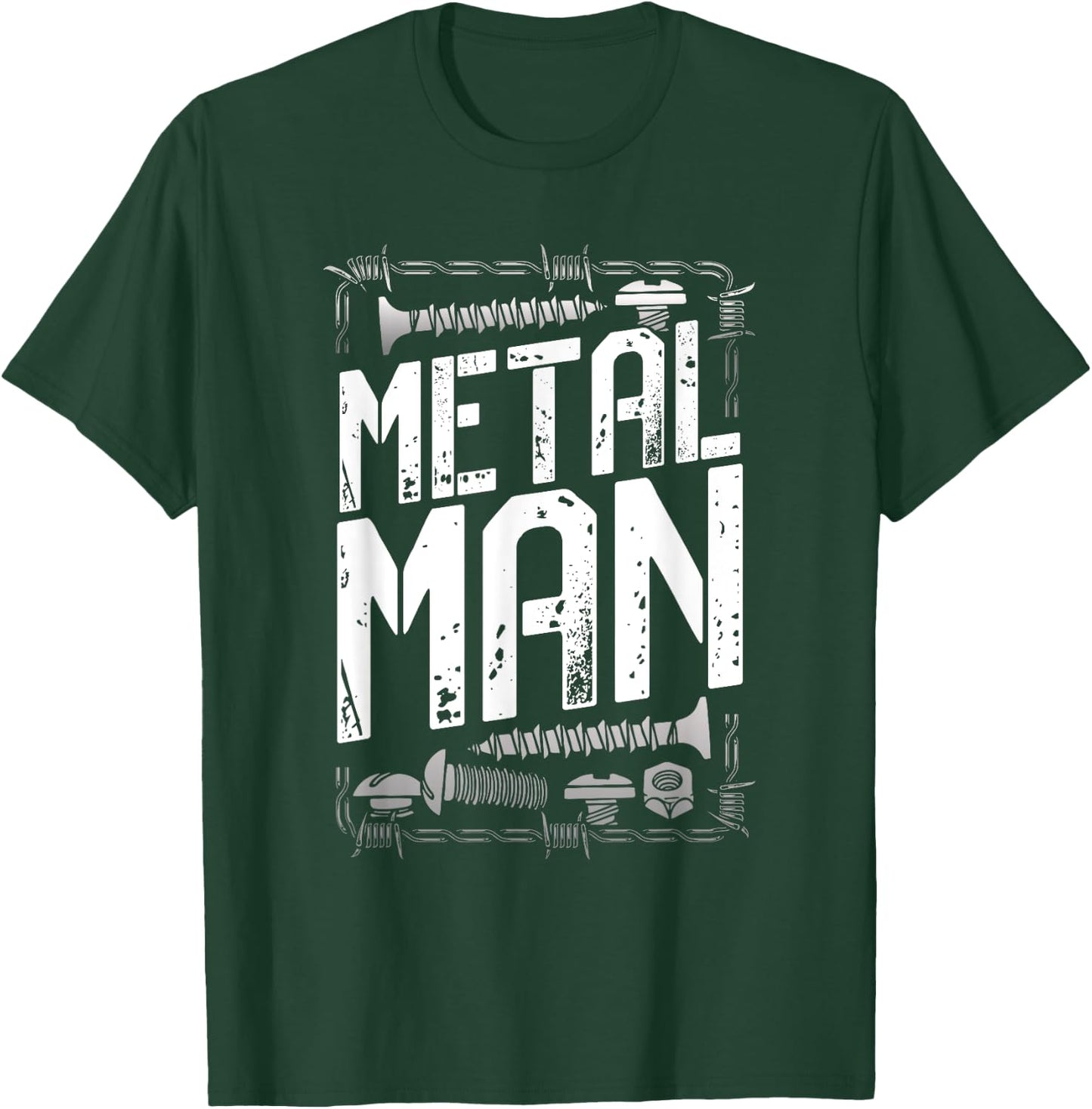 Metal Man - Bold Industrial Hardware Design T-Shirt - T-Shirt | Forest