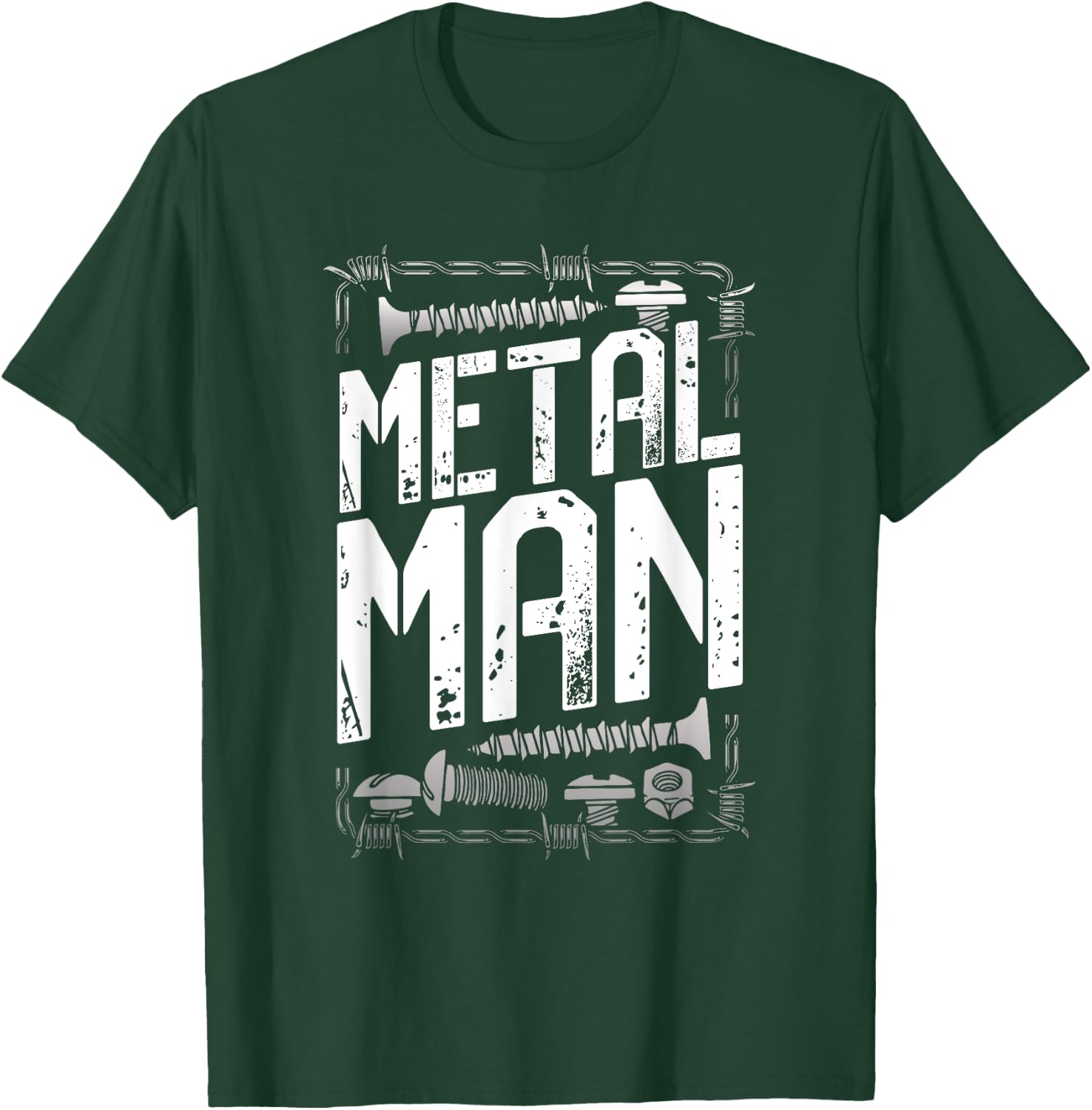 Metal Man - Bold Industrial Hardware Design T-Shirt - T-Shirt | Forest