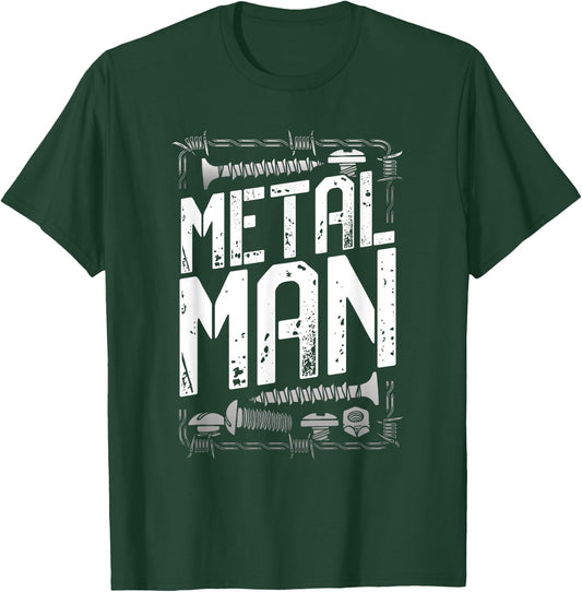 Metal Man - Bold Industrial Hardware Design T-Shirt - T-Shirt | Forest