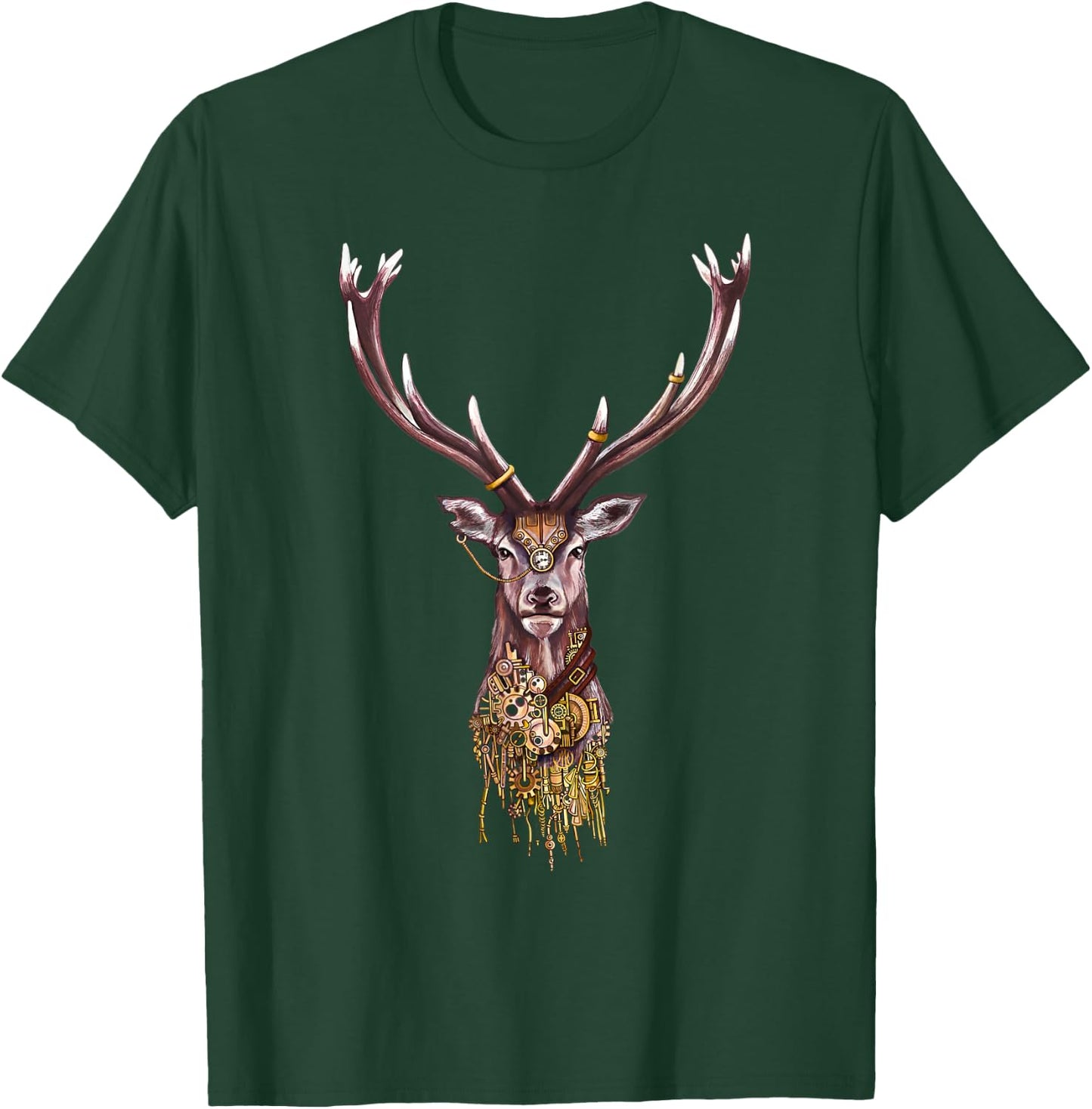 Steampunk Stag Head T-Shirt - T-Shirt | Forest
