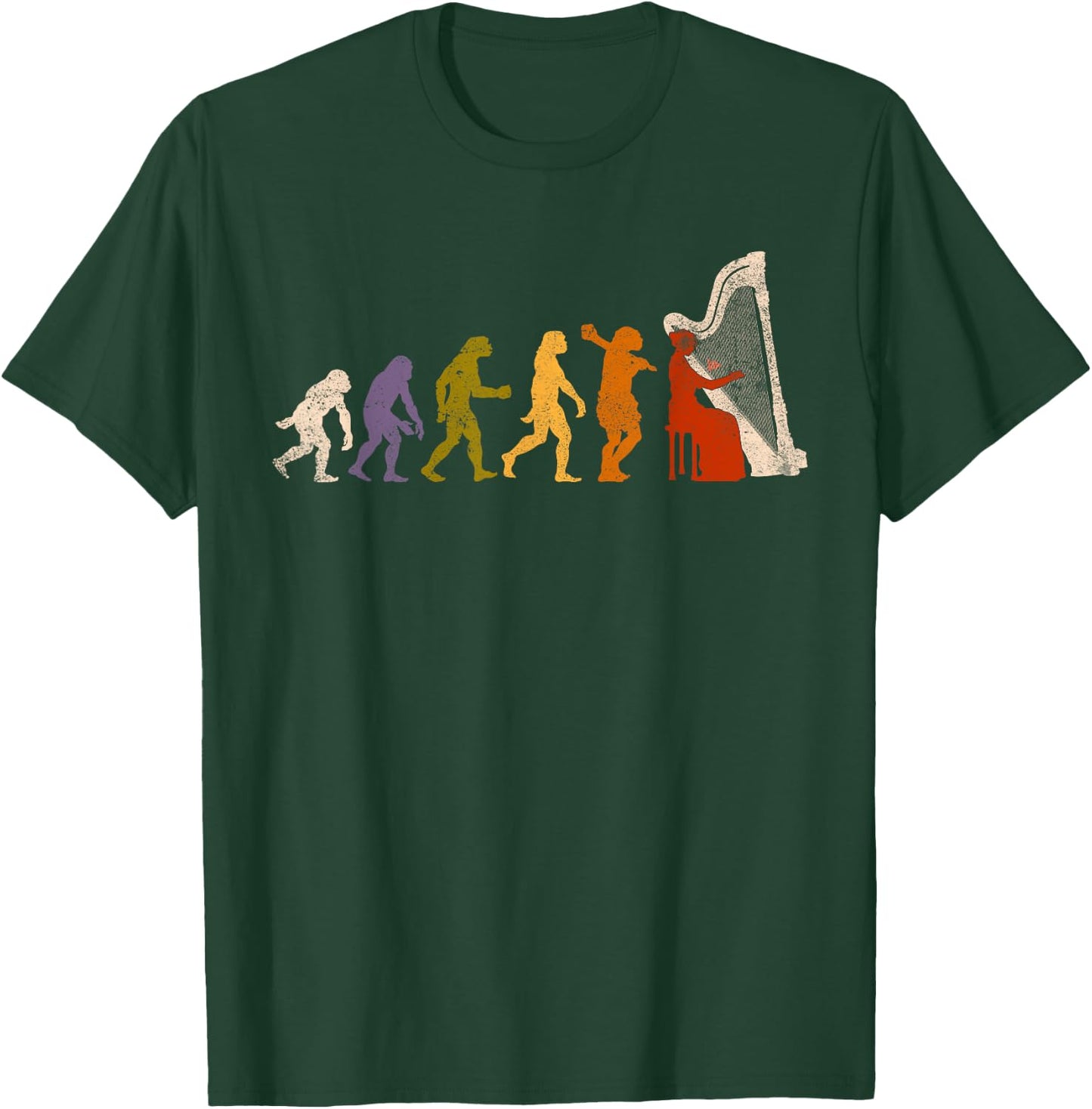 Evolution Harp Harp Player Gift T-Shirt - T-Shirt | Forest