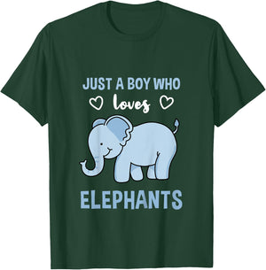Kids Just A Boy Who Loves Elephants Elephant Lover Gift T-Shirt - T-Shirt | Forest