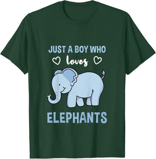 Kids Just A Boy Who Loves Elephants Elephant Lover Gift T-Shirt - T-Shirt | Forest