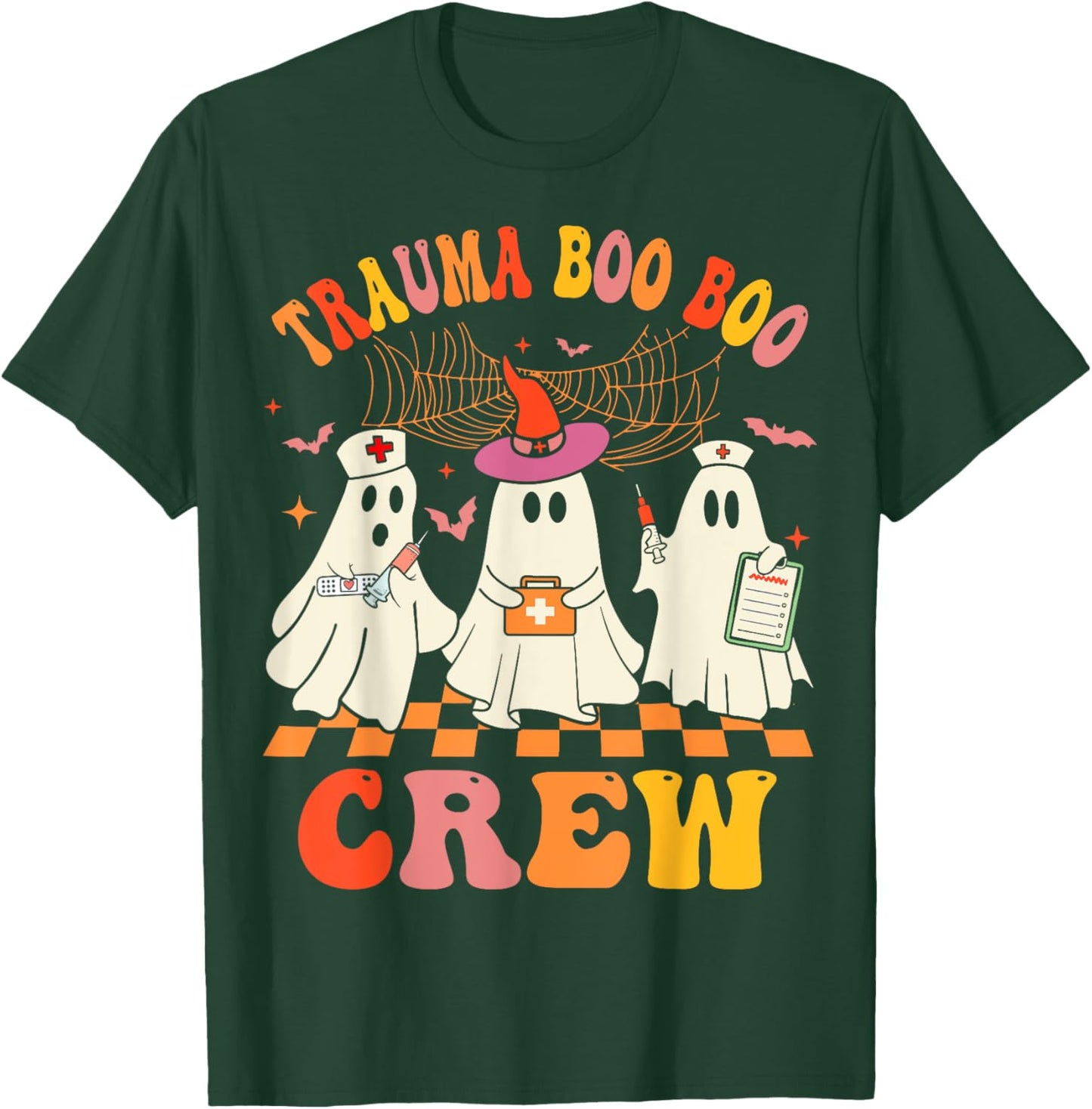 Groovy Trauma Boo Crew Funny Halloween Nurse T-Shirt - T-Shirt | Forest